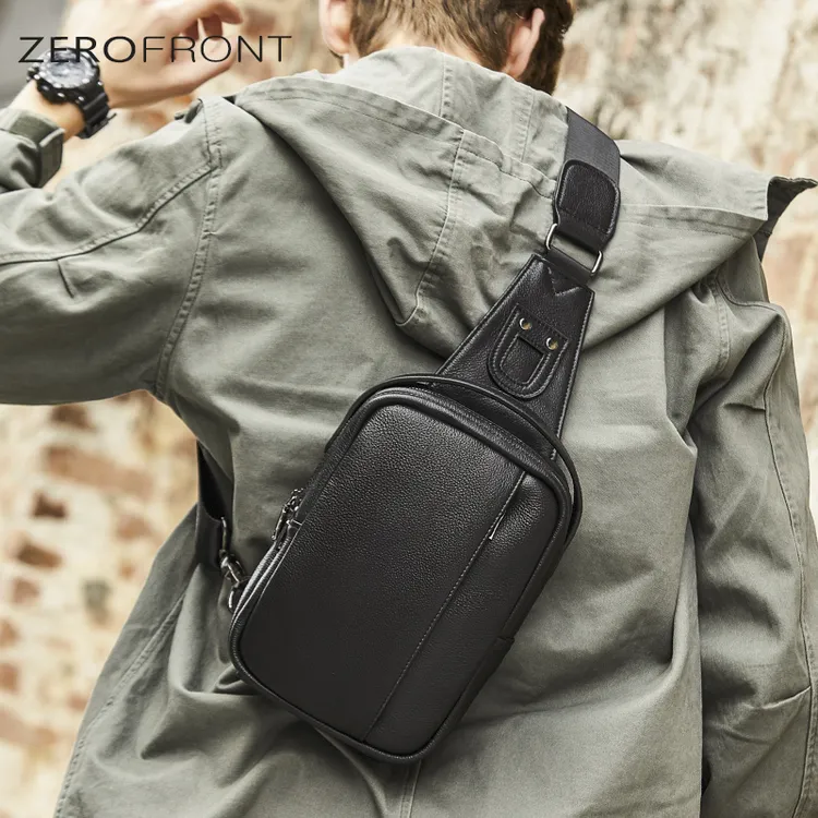 真皮男士胸包单肩包头层牛皮斜挎包潮牌休闲大容量软皮旅行小背包