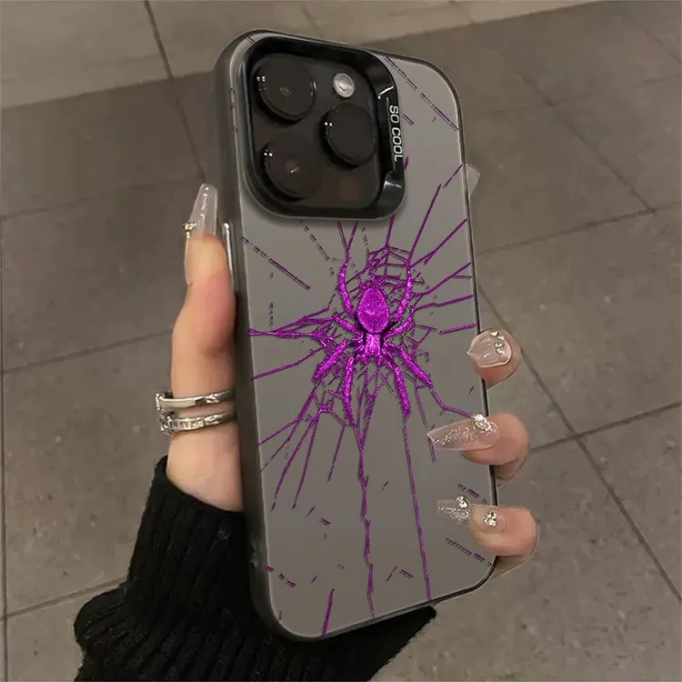 姹紫蜘蛛适用华为oppo荣耀vivo小米苹果14手机壳13镭射15潮