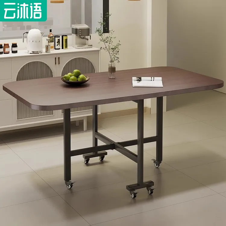 餐桌小户型家用出租房可折叠吃饭桌长方形简易饭桌可移动桌椅套餐