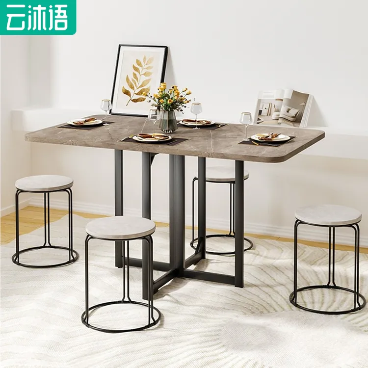 云沐语折叠餐桌家用小户型超薄多功能折叠桌长方形吃饭桌简约餐桌