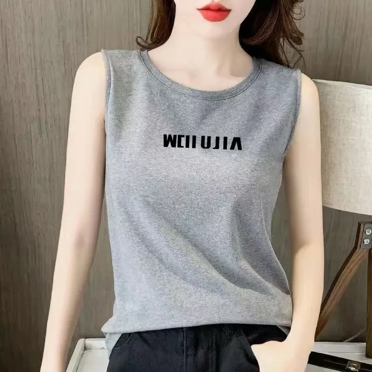 新款纯棉无袖T恤背心女韩版气质百搭宽松打底休闲内搭外穿上衣