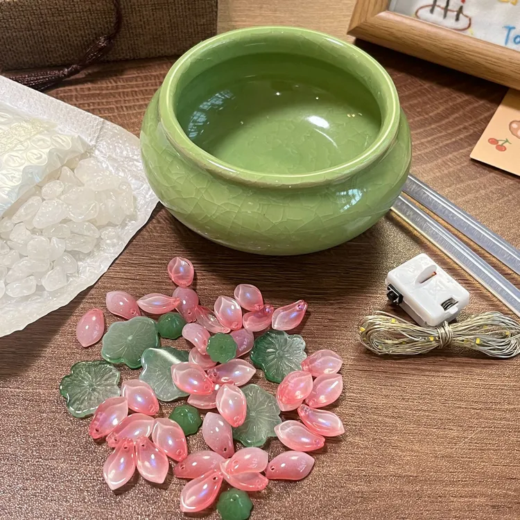 荷花小夜灯手工DIY自制材料摆件情人节礼物送女生