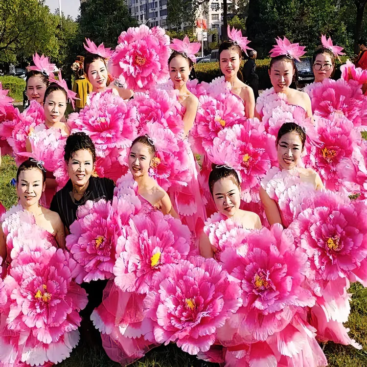 开场舞舞蹈道具手拿花跳舞表演手花牡丹花伞演出道具花朵广场舞花
