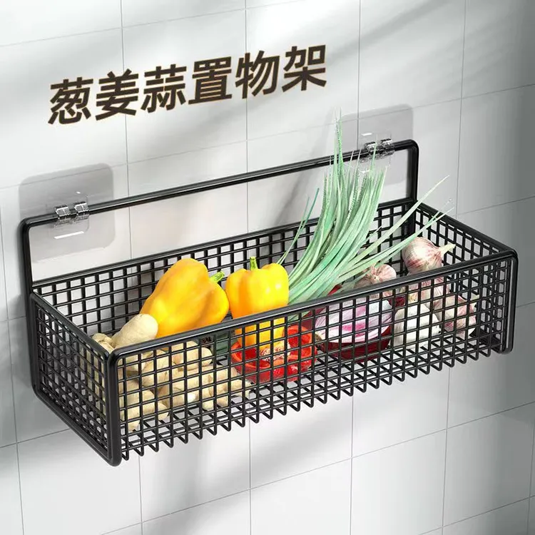 厨房置物架葱姜蒜调料收纳各种神器壁挂沥水架子墙上菜篮子储物篮