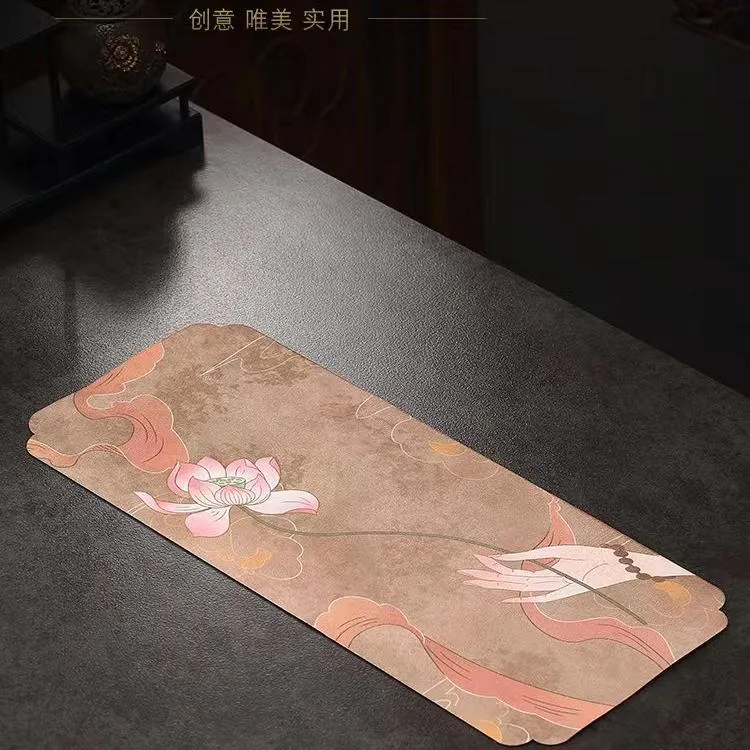 彩绘干泡茶巾禅意桌旗中国风茶旗茶桌布高档茶台布吸水茶垫布艺