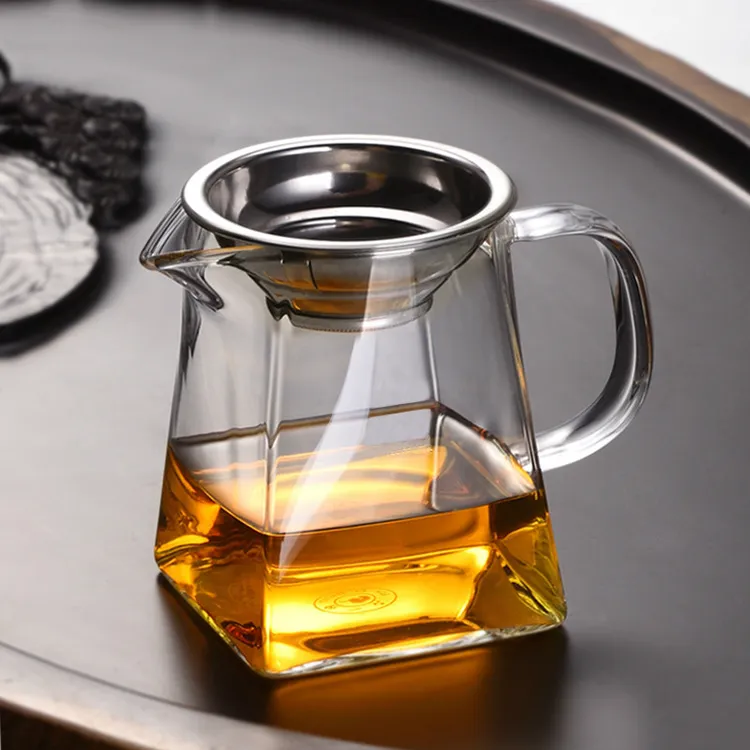 玻璃公道杯带茶漏过滤茶水分离分茶器大小号加厚玻璃公杯泡茶杯
