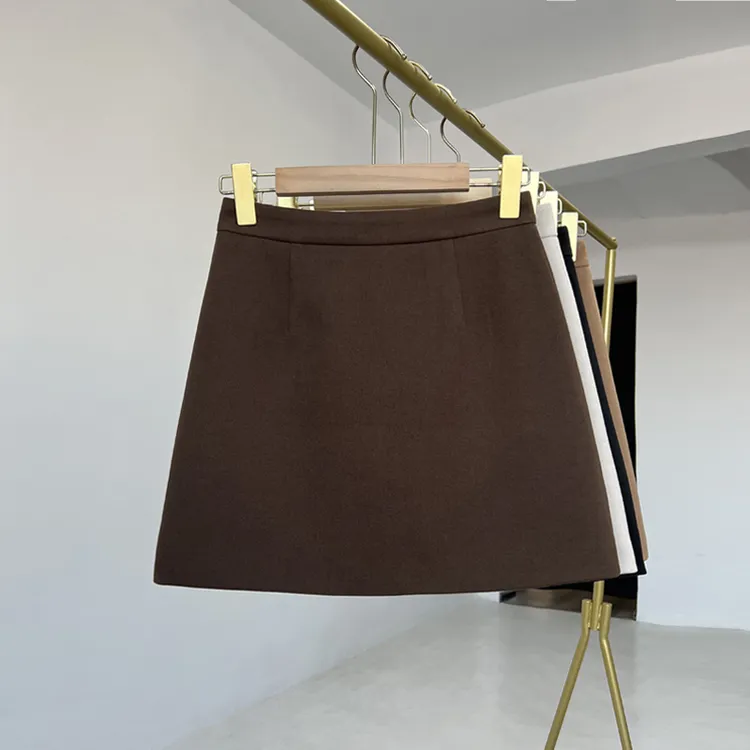 秋冬毛呢短裙高腰A版百搭气质质感小个子显瘦休闲咖色冬款半身裙