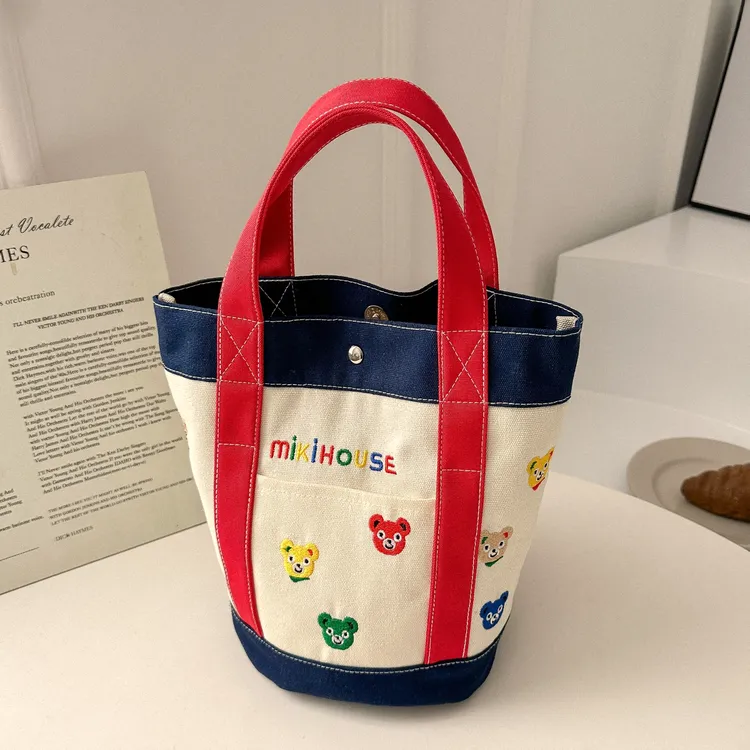 妈咪帆布包撞色妈妈包手提袋母婴包宝妈母婴外出专用帆布袋
