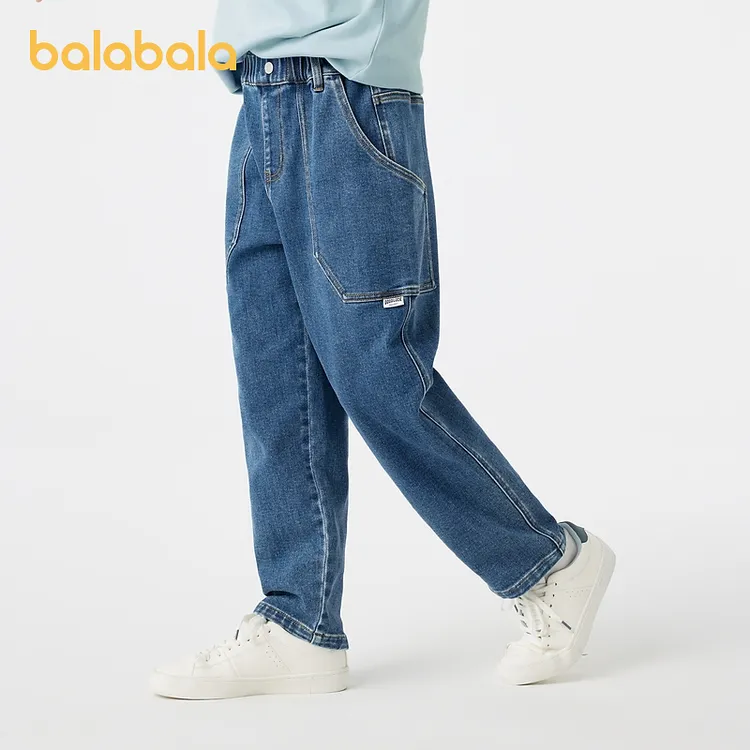 巴拉巴拉童装儿童裤子男童牛仔裤秋装长裤工装口袋时尚舒适潮酷