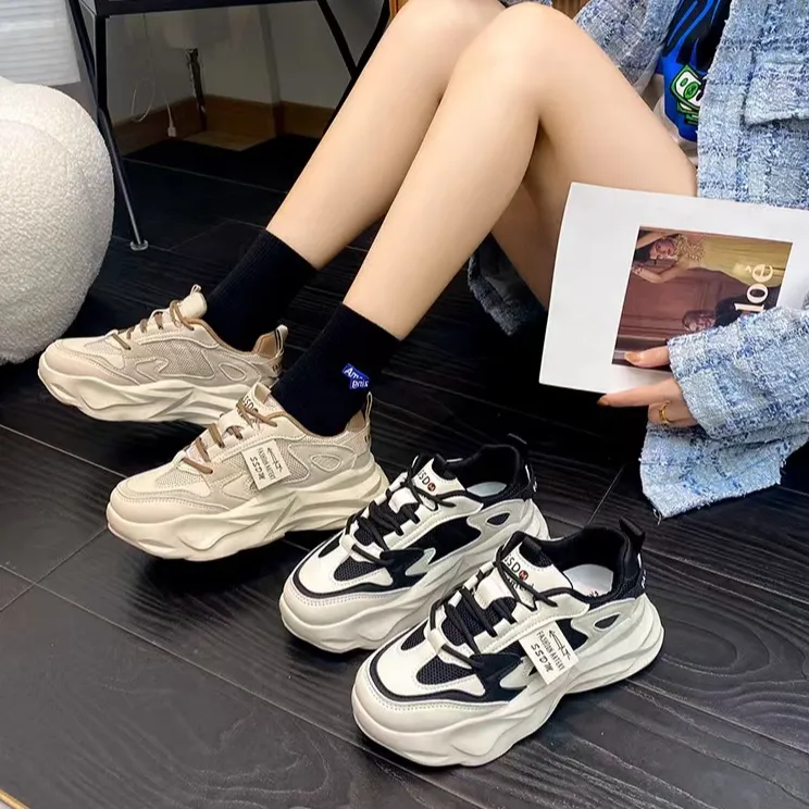 新款休闲老爹鞋女款爆款增高透气老爹鞋百搭时尚女士休闲运动鞋