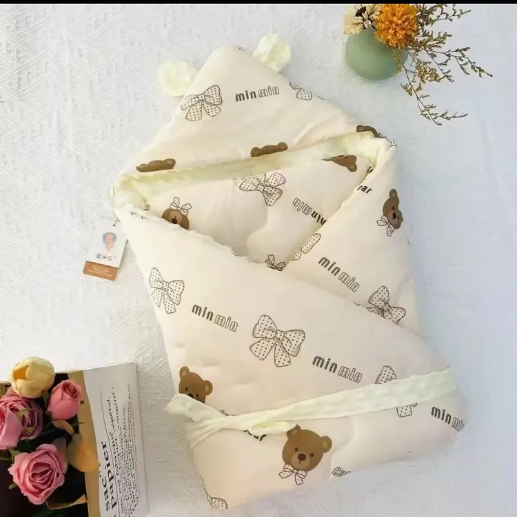 秋冬被子厚款新生儿幼儿产房豆豆绒抱包被新生儿11-12月份包被