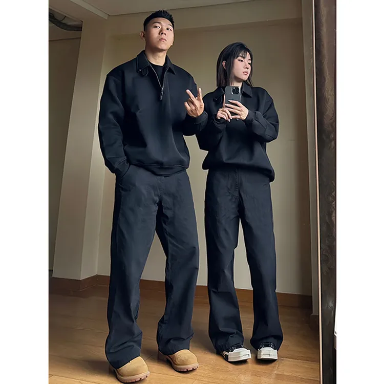 黑色裤子男款春秋美式高街cleanfit牛仔裤弹力直筒垂感弯刀微喇裤