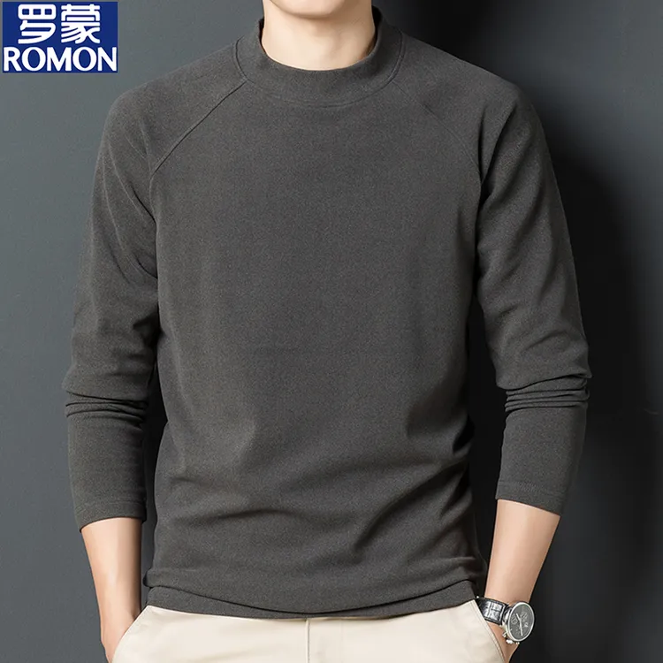 罗蒙德绒长袖打底衫男士秋冬双面绒圆领长袖内搭t恤成熟痞帅男装