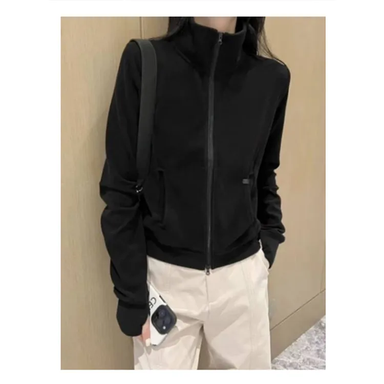 气质韩版拉链外套女2025秋冬新款设计感显瘦立领百搭休闲开衫上衣