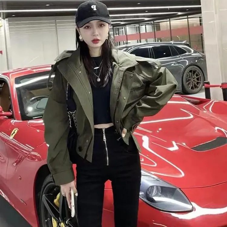 工装短款风衣外套女士春季2025新款小个子夹克上衣超酷炸街冲锋衣