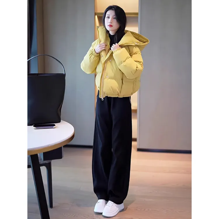 冬季新款连帽短款羽绒棉服外套女加厚保暖棉袄宽松面包服棉衣外套