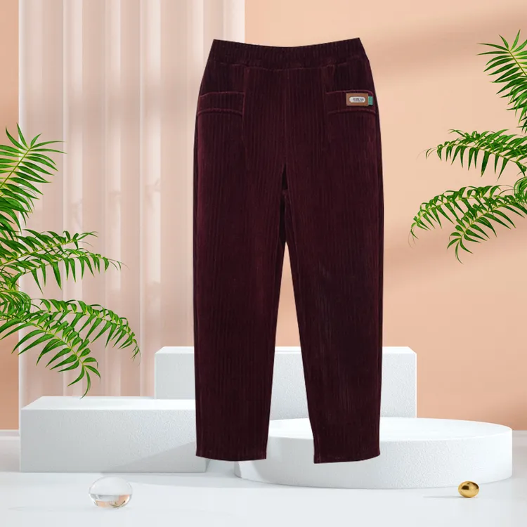 2024中老年新款雪尼尔加绒休闲女裤