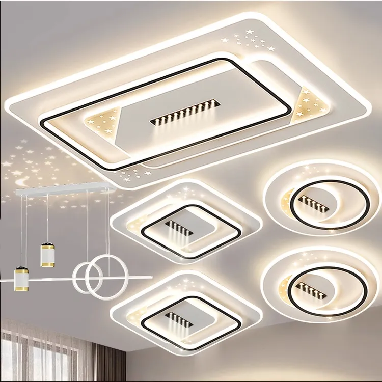 新款简约大气长方形大厅主卧室吸顶灯餐厅超亮书房间全光谱吸顶灯