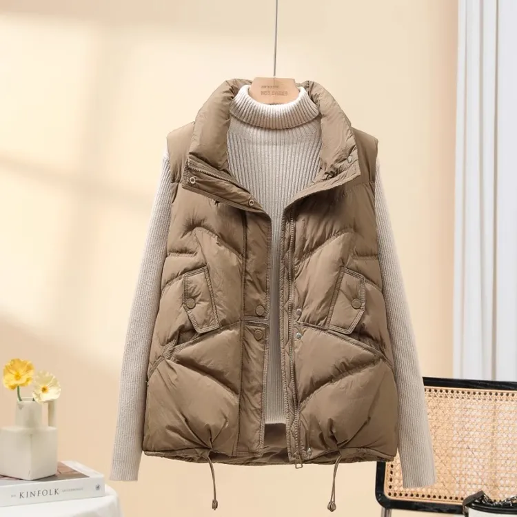 白鸭绒羽绒马夹女短款2024年新款韩版轻薄马甲百搭坎肩背心秋冬潮