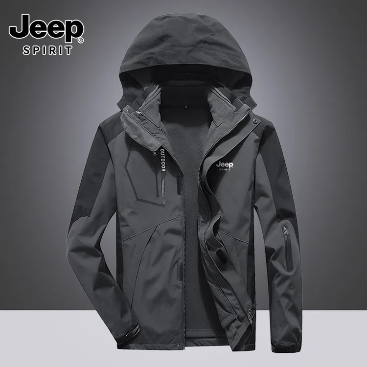 JEEPSPIRIT吉普男士冲锋衣2026新款保暖外套防风防水加绒加厚外套