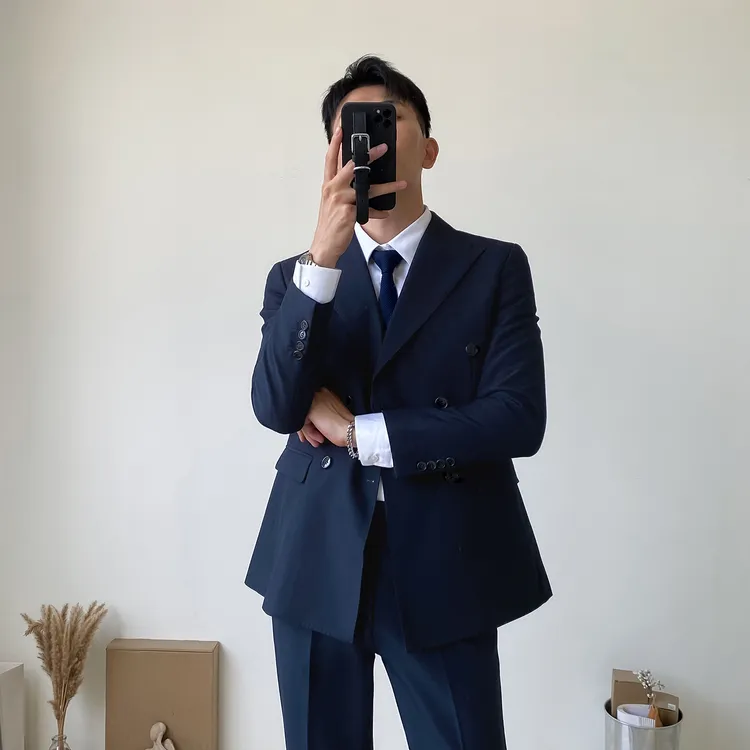 男士英伦风帅气商务西装套装新郎结婚韩版修身型男高端双排扣西服