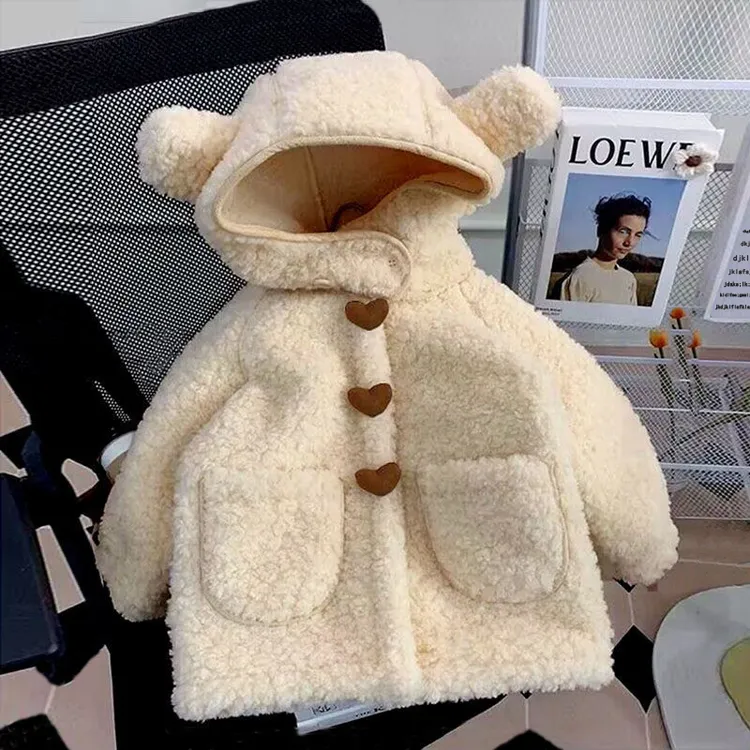 女童秋冬外套加绒新款洋气宝宝衣服加厚保暖羊羔绒毛毛衣儿童冬装