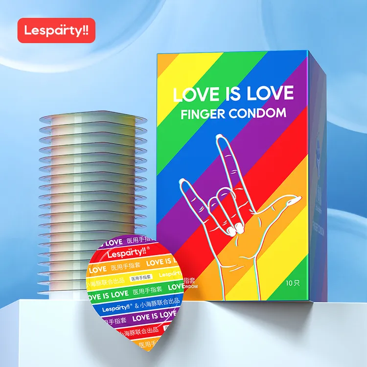 Lesparty!!小海豚拉拉套医用手指套天然橡胶胶乳超润抠抠套计生用品夫妻房事免洗