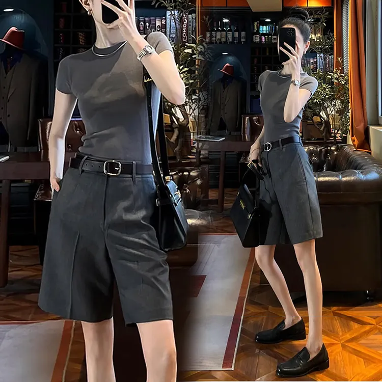 高品质西装短裤女款外穿薄款2025夏季新款爆款宽松显瘦五分裤子