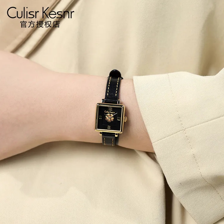 Culisr Kesnr【官方直营】正品女士手表高颜值小方表时尚山茶花腕表