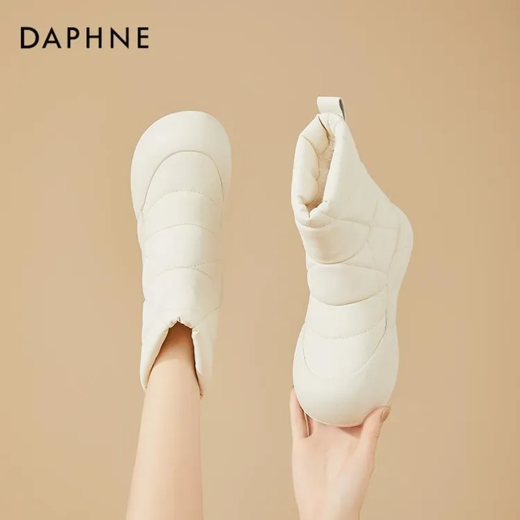达芙妮白色雪地靴女厚底冬季冬款2025爆款加绒保暖防寒东北大棉鞋