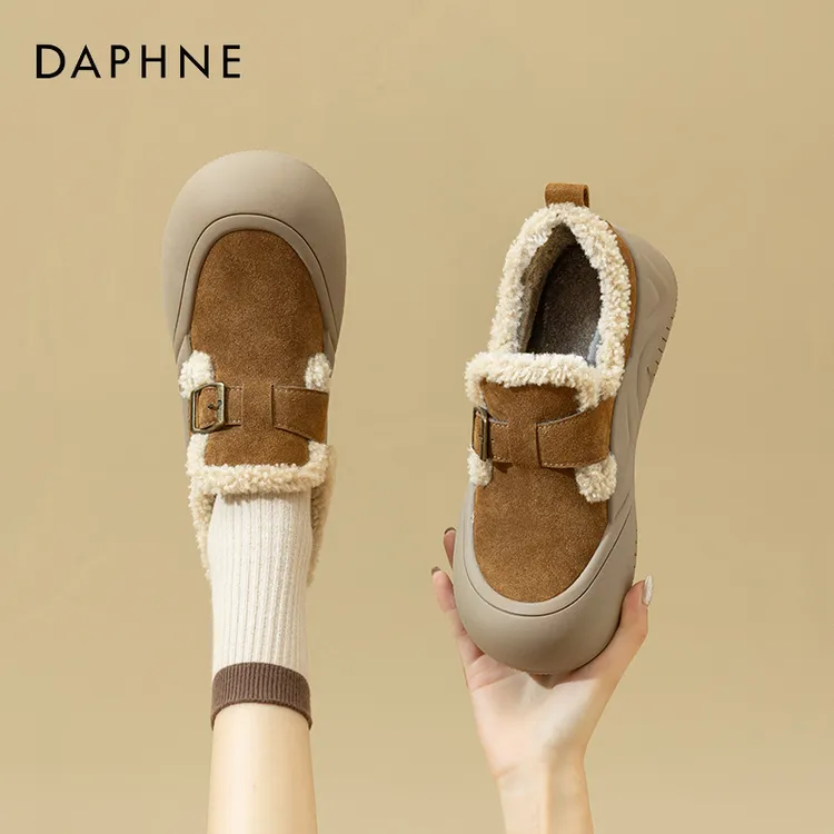 达芙妮雪地靴女鞋冬季加绒加厚2025新款保暖勃肯鞋休闲毛毛鞋棉鞋