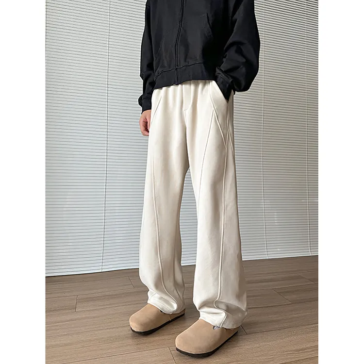 320g重磅美式弯刀卫裤男秋季运动宽松显瘦直筒阔腿胖子大码长裤子