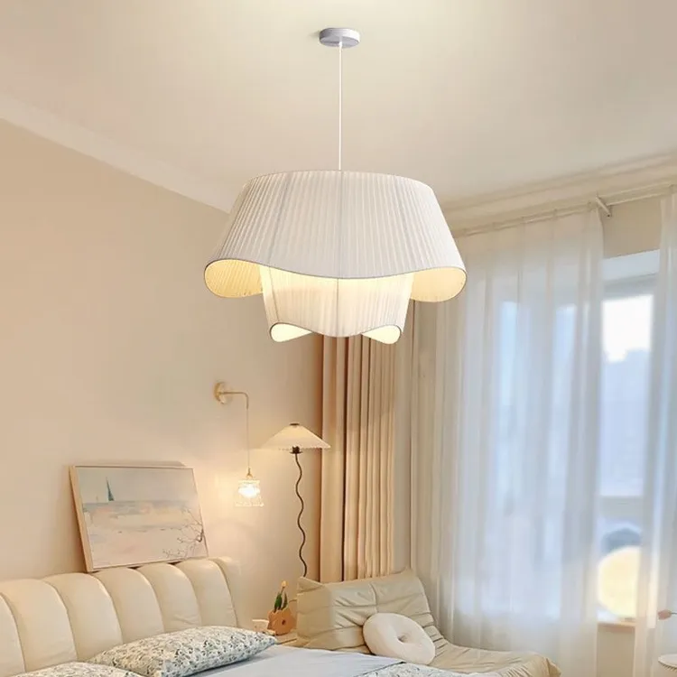 法式中古吊灯北欧奶油风布艺设计艺术主卧灯具书房卧室灯客厅主灯