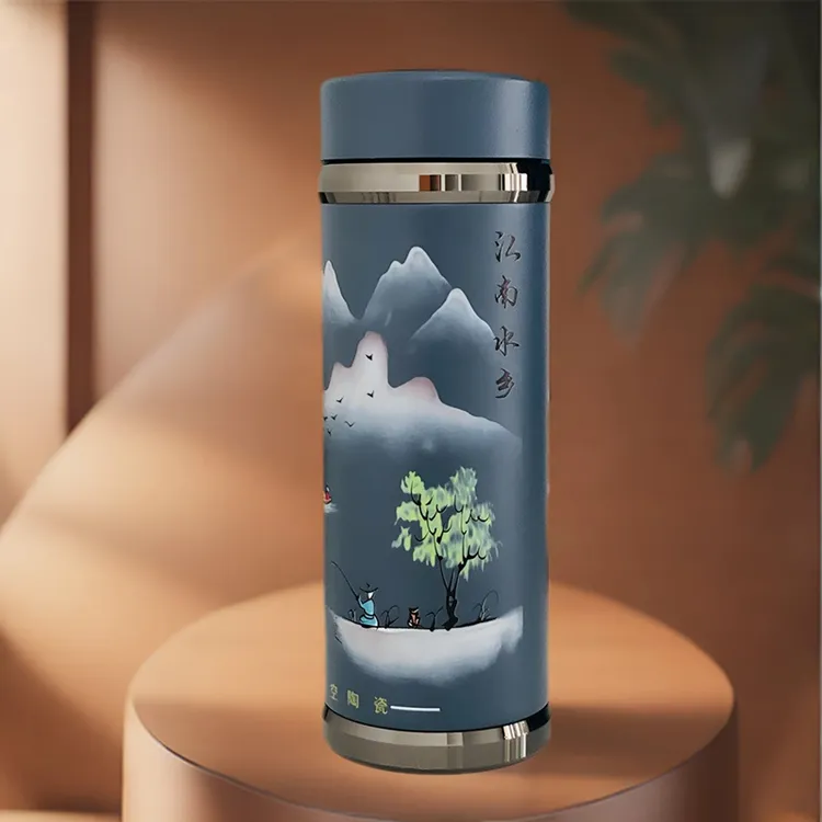 新款陶瓷内胆保温杯景德镇商务车载有盖车载国潮好看的泡茶杯