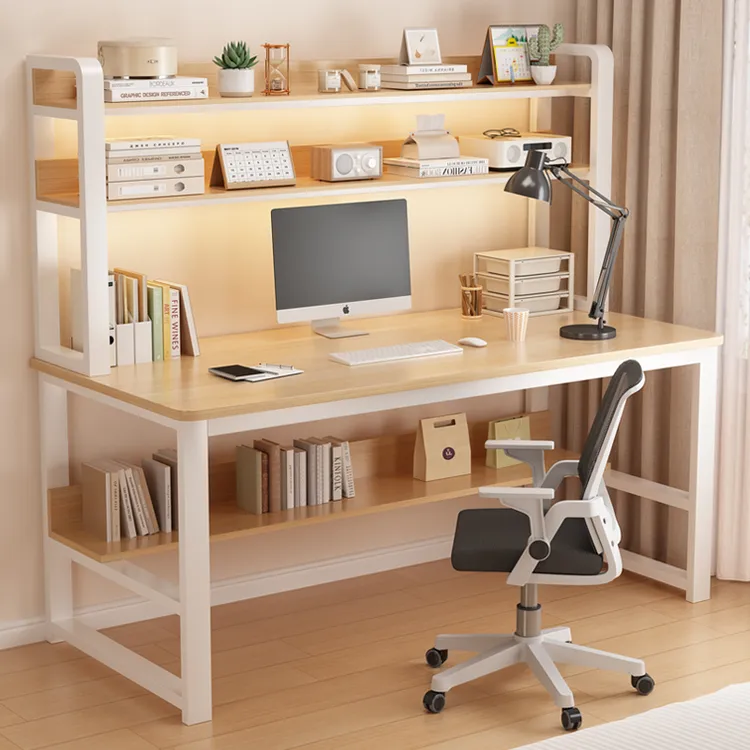 家用儿童学习桌学生写字桌卧室书桌带书架加粗材料稳固不晃电脑桌