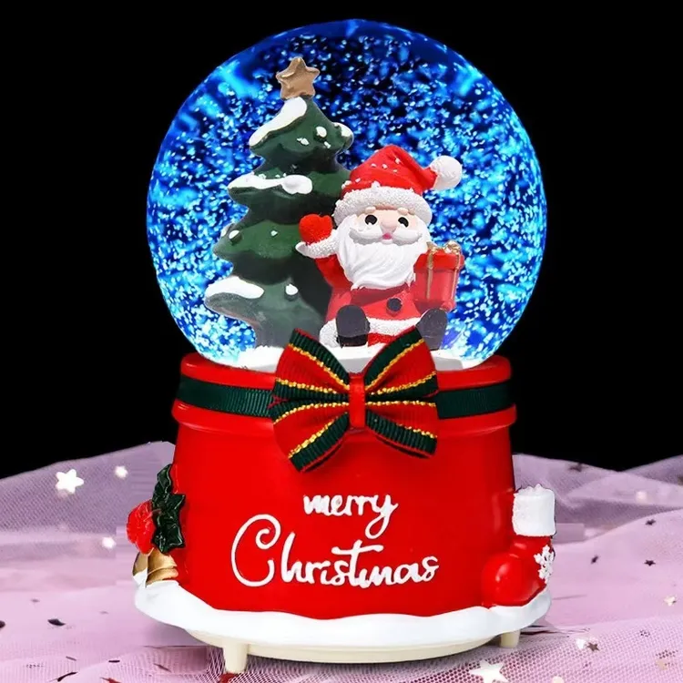 圣诞节水晶球音乐盒旋转圣诞老人雪人八音盒男孩女孩儿童生日礼物