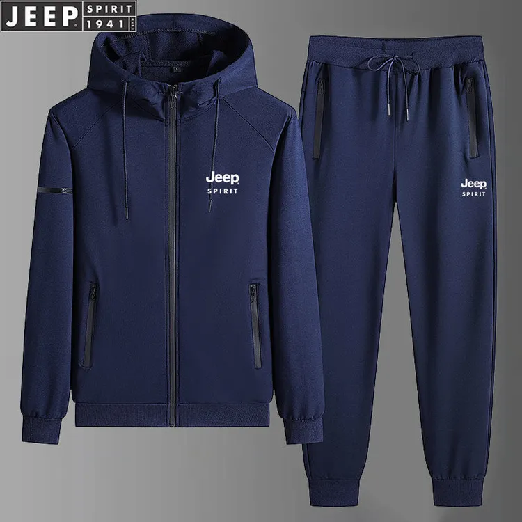 JEEPSPIRIT吉普卫衣男长袖t恤套装休闲秋冬衣服外套运动户外男装