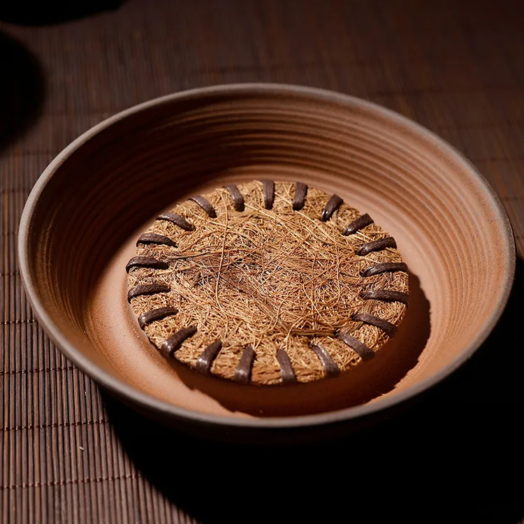 当代 粗陶壶承茶壶小茶托茶壶托陶瓷茶具养壶垫干泡台茶道零配件