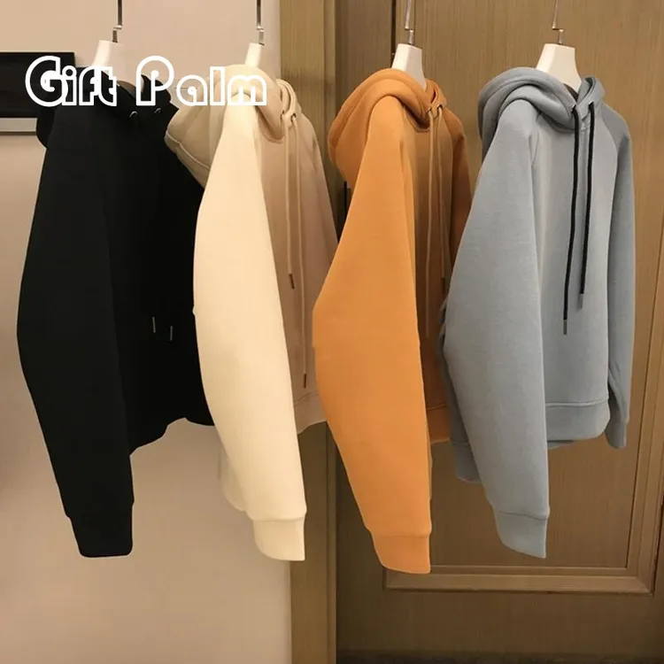 GiftPalm爆款今年流行连帽小个子纯色短款加绒南瓜色卫衣外套女款