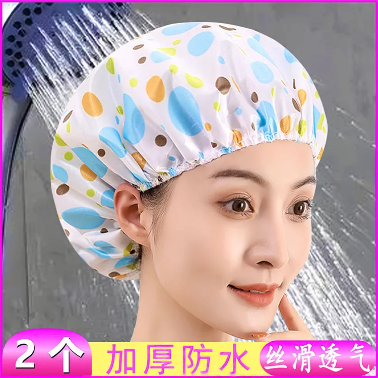 (到手2个) 浴帽女防水沐浴化妆帽可爱加厚淋浴家用厨房防油烟帽