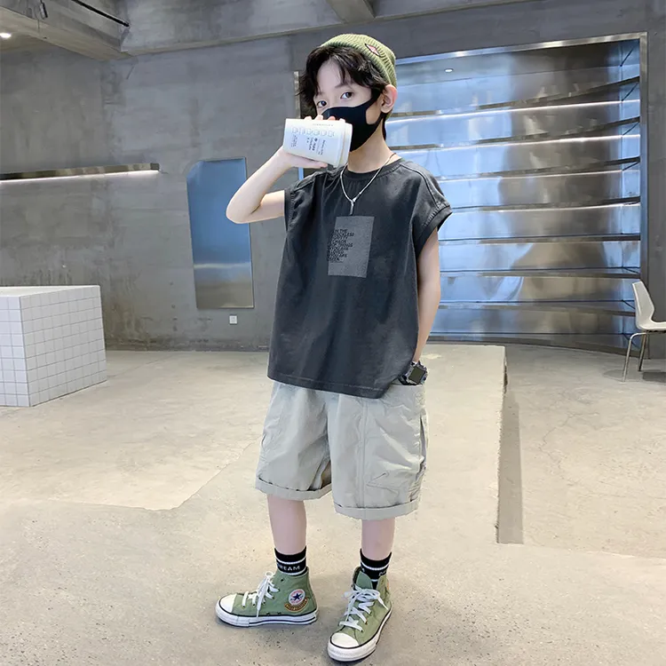 男童背心套装夏季2025新款中大儿童装夏款帅气男孩夏装无袖衣服潮