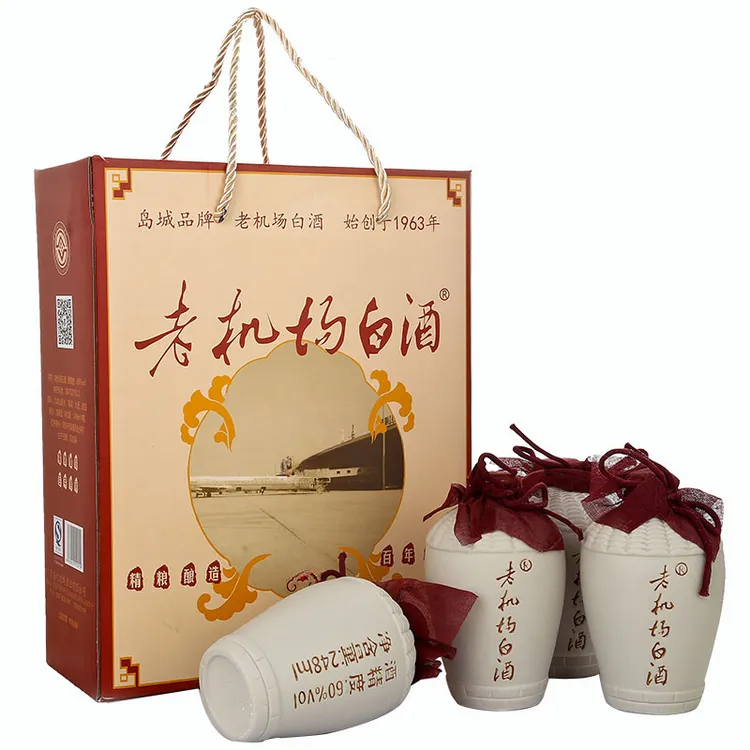 老机场白酒礼盒装60度坛装山东老字号清香型纯粮食优级酒60度