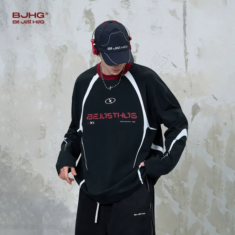 BJHG不计后果新款速干长袖t恤男女款春季户外运动复古球衣T恤