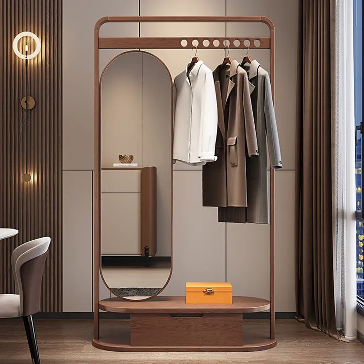 实木挂衣架简易落地家用房间衣帽架简约客厅置物架办公室衣服架子