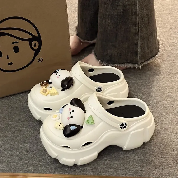 厚底无语狗狗洞洞鞋女款夏季外穿增高2025新款网红沙滩防滑凉拖鞋