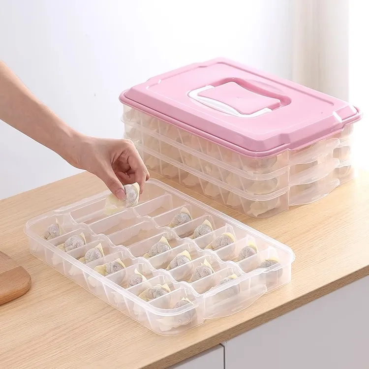 大容量饺子盒饺子冷冻盒收纳盒冰箱用多层速冻水饺馄饨保鲜盒分格