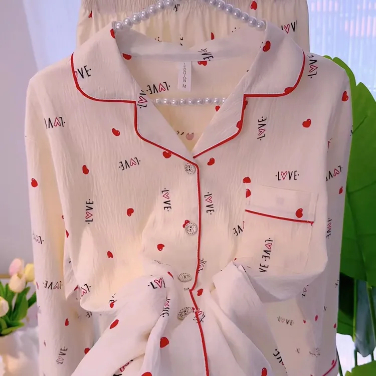 早春秋绵柔时尚开衫纽扣休闲睡衣家居服睡衣睡衣女款爆款2025新款