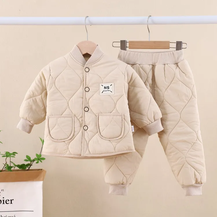 简约大方款春秋幼儿园男女冬季套装小童家居服轻薄加厚保暖可外穿