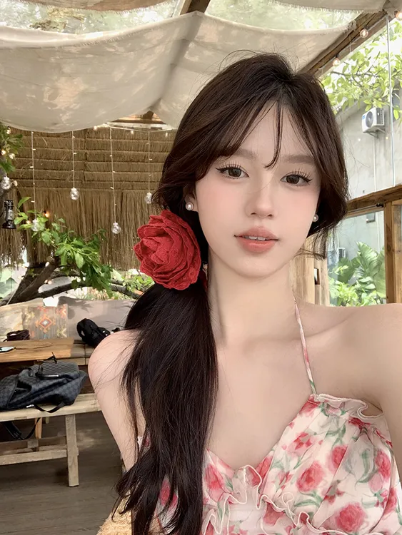【蜜桃茶】虞书欣同款手工大号花朵发抓夹女2024新款头花拍照发饰