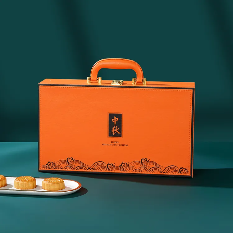 创意月饼包装盒皮盒8粒装国潮高档手提礼品盒子企业定制团购